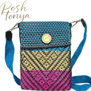 Maria Victoria Handmade Woven Large Crossbody Bag Colorful Boho Resort Statement
